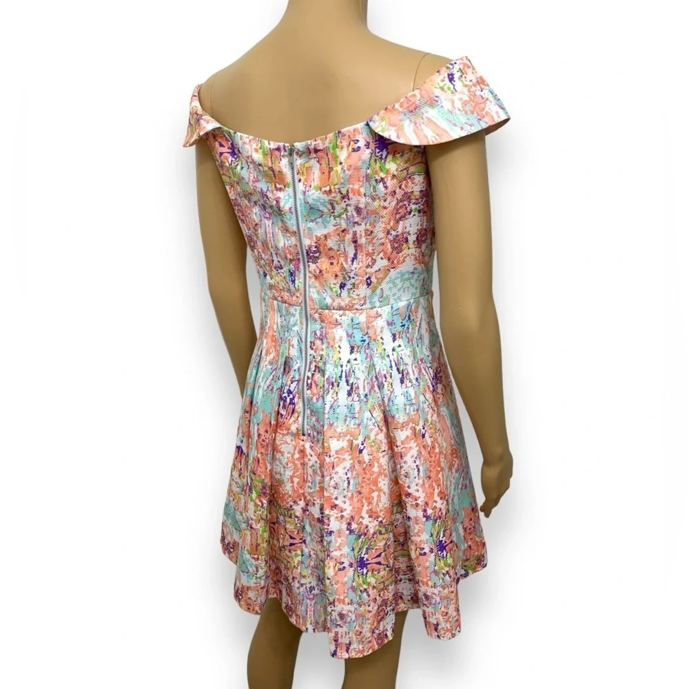 Gianni Bini Orchid Blossom Fit & Flare Pleated Cocktail Mini Dress Size S - Picture 9 of 14